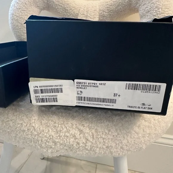 Saint Laurent Tribute Rhinestone Suede Sandal - Picture 11 of 11